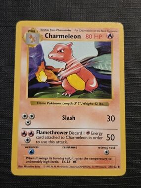 Pokemon Base Set 1999 CHARMELEON (Shadowless) Trading Card (24/102)